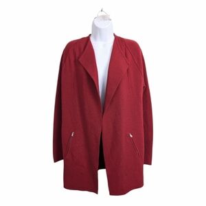 Talbots 100% Merino Wool Open Front Cardigan Sweater Pockets Holiday Christmas M